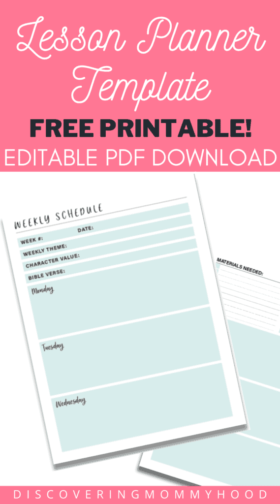 Homeschool Preschool: Weekly Lesson Planner Template FREE Printable