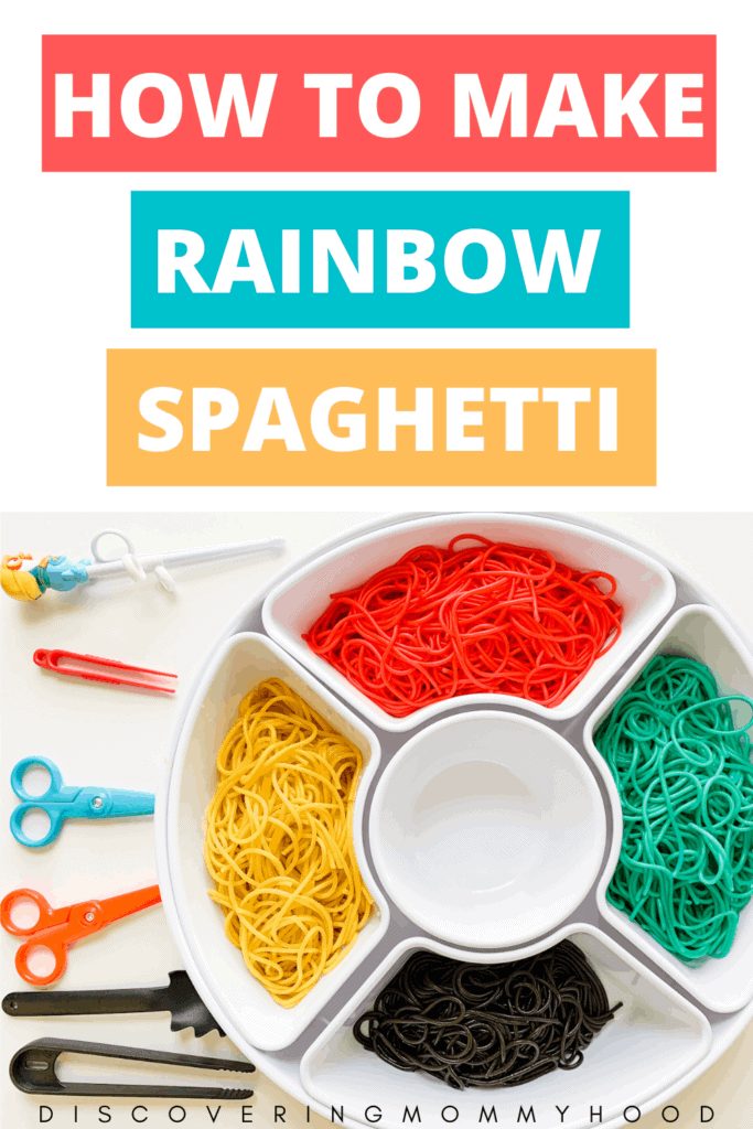 How to Make Rainbow Spaghetti for Sensory Bins