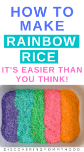 How to Make a Rainbow Rice Sensory Bin - Discovering Mommyhood