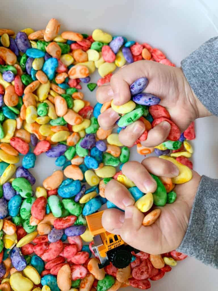 How to Dye Beans for Sensory Bins: Rainbow Lima Beans