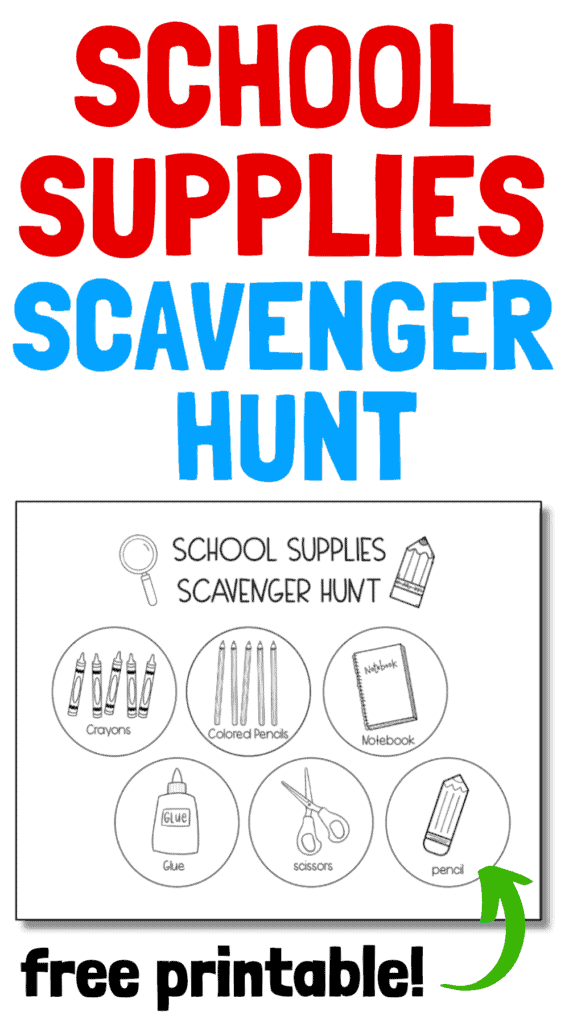 School Supplies Scavenger Hunt: Free Printable Activity for Preschool