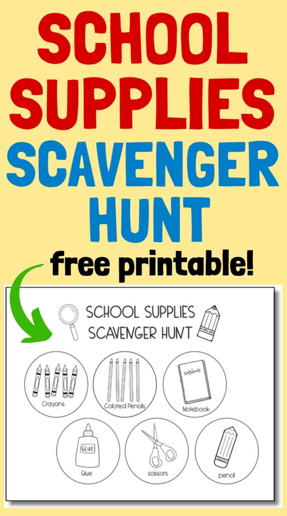 School Supplies Scavenger Hunt: Free Printable Activity for Preschool