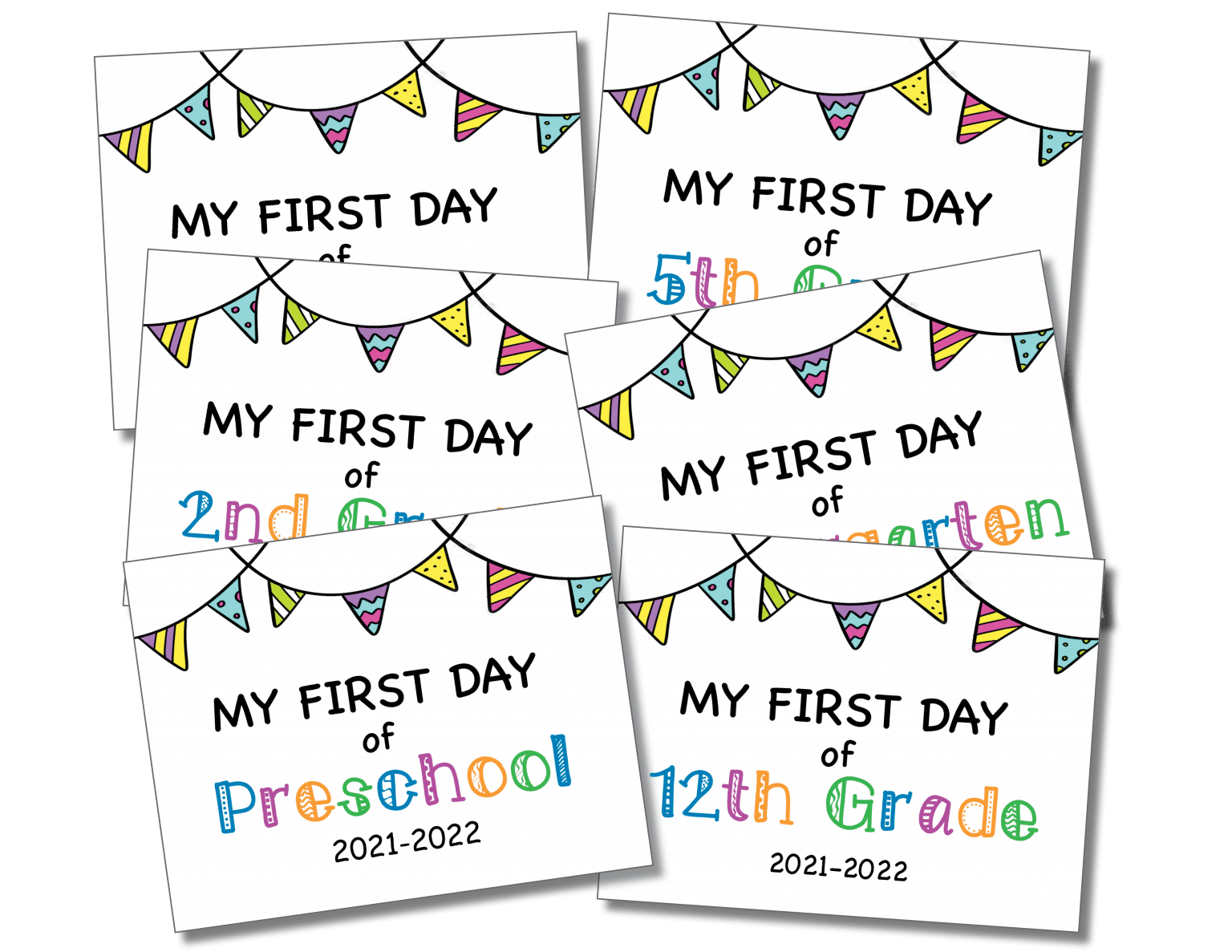 Free Printable First Day Of School Signs 2022 Black And White