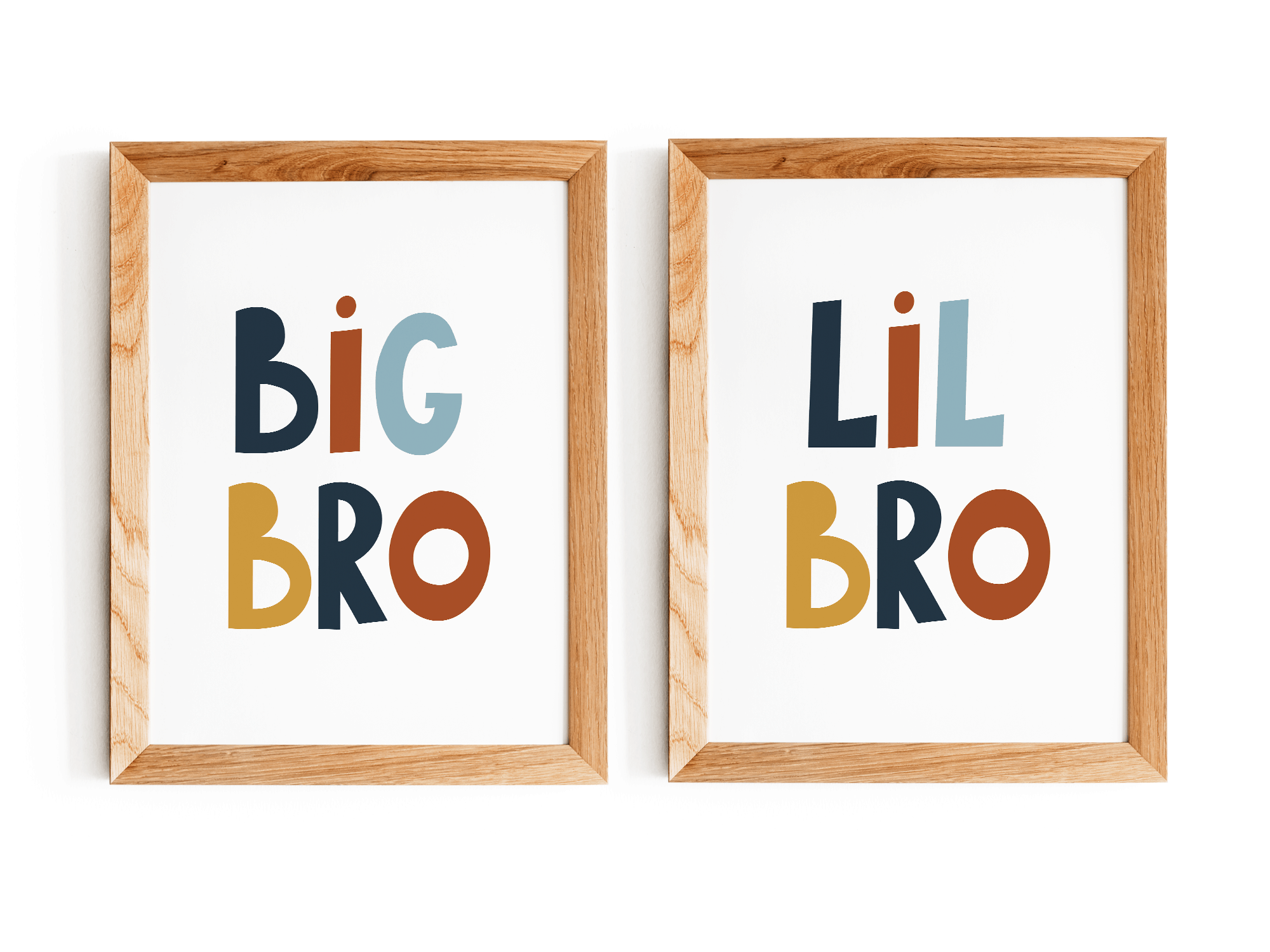 Big Bro, Lil Bro, Printable Sign Set of 2, Boys Bedroom Wall Art