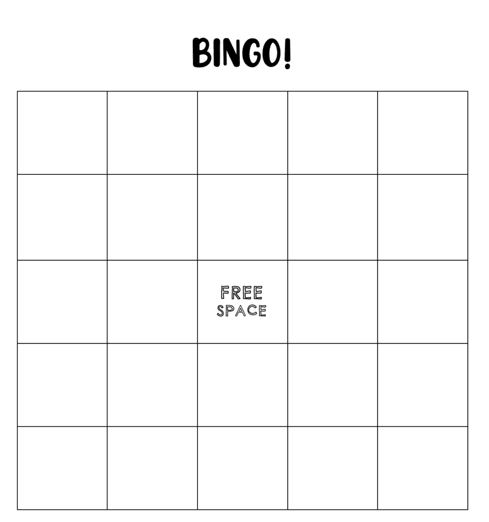 blank bingo sheet printable